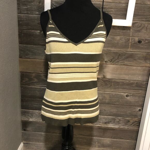 Jones New York silk camouflage striped tank top women's size large NEW - Picture 1 of 8